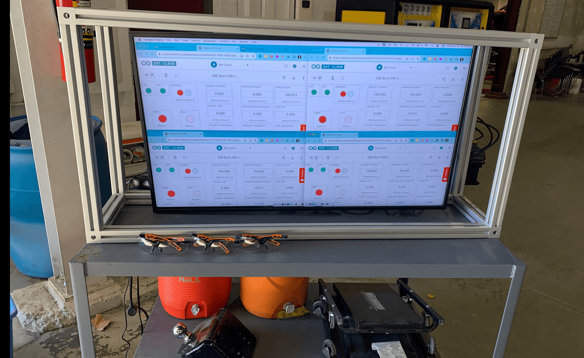 ESSPI connected-device dashboard displayed on a monitor